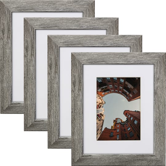 Craig Frames 4 Pack: Bauhaus 125 Barnwood Gray Picture Frame with Mat
